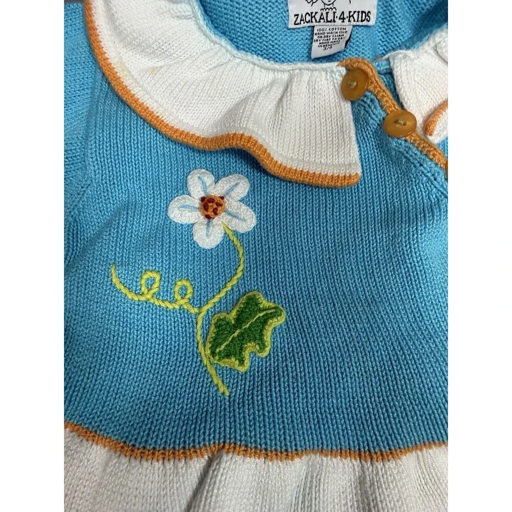 Zackali 4 Kids Blue & White Knit 2-Piece Outfit Set Size 3/4